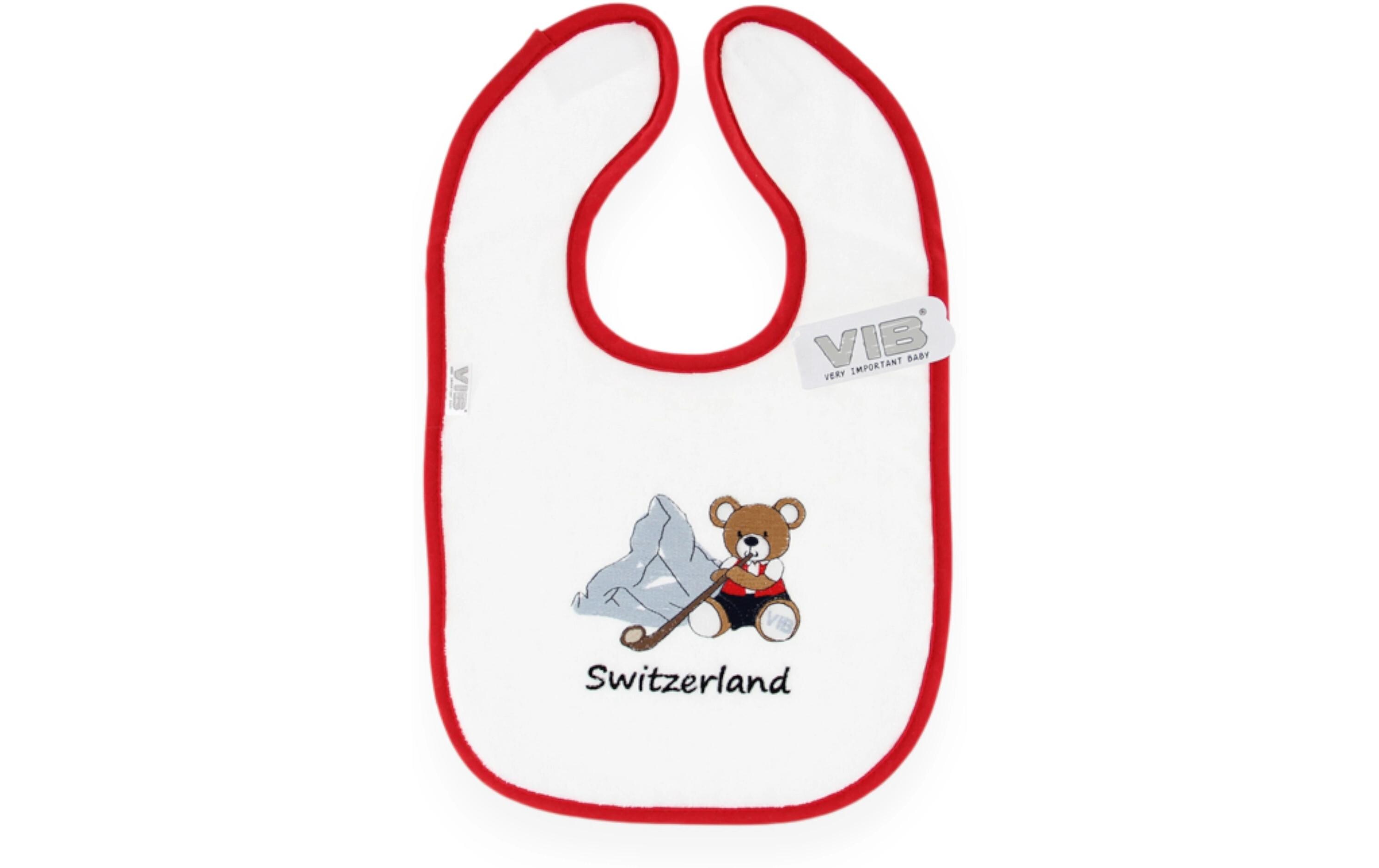 Very Important Baby Lätzchen Bär + Matterhorn + Switzerland Weiss/Rot