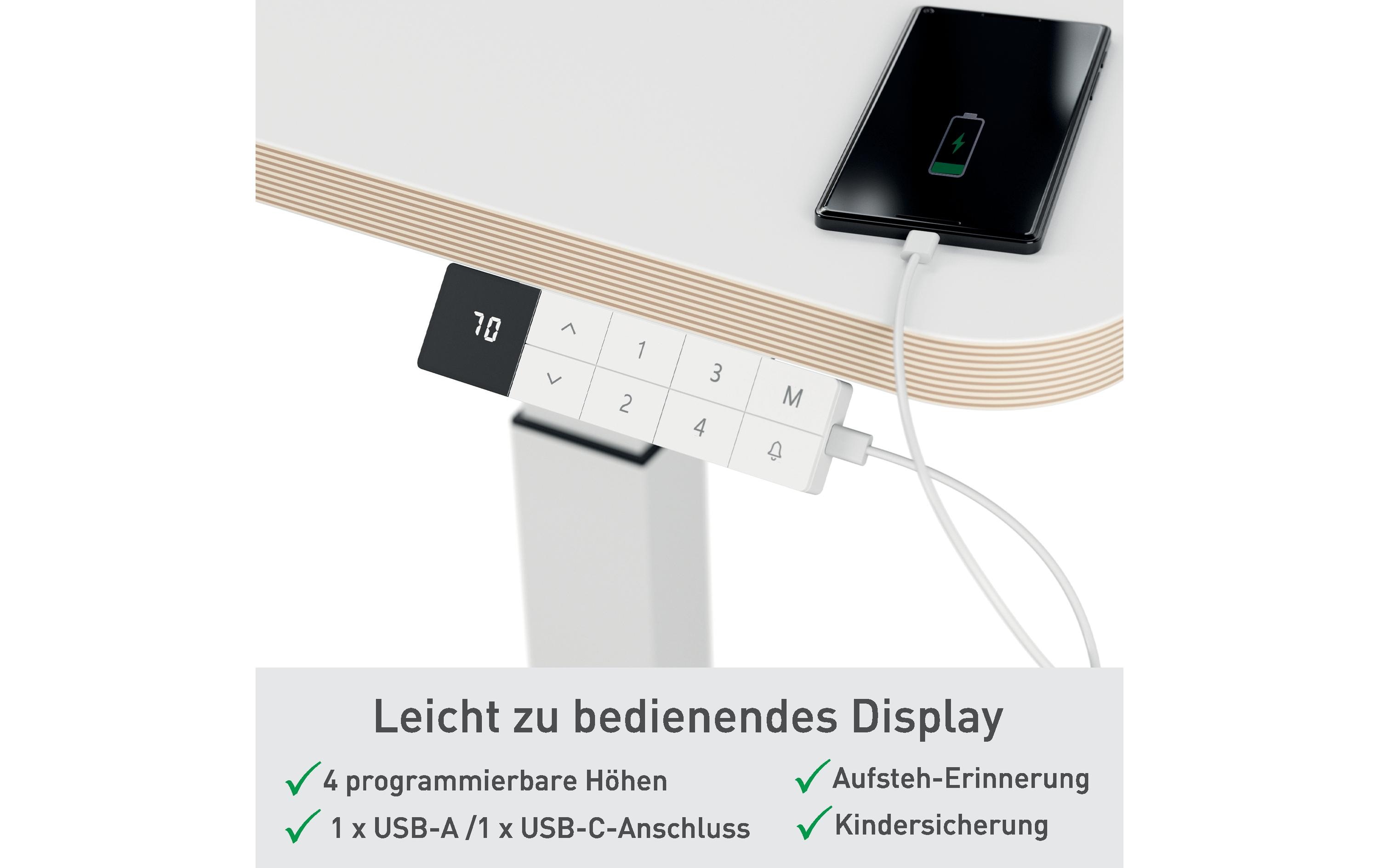 Leitz Ergo, höhenverstellbarer Sitz-Stehtisch Weiss