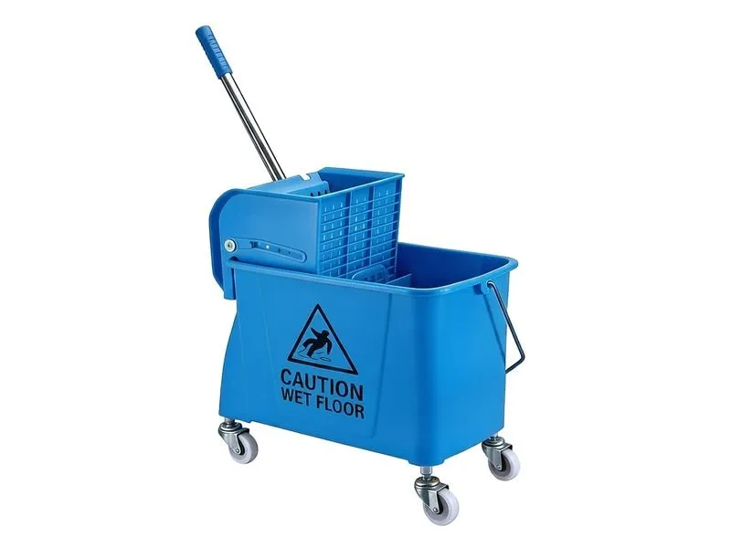 relaxdays Reinigungswagen 22 l, Blau/Silber