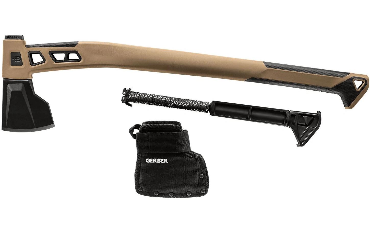 Gerber Survivalaxt BUSHCRAFT Coyote, Hammerkopf, Paracord