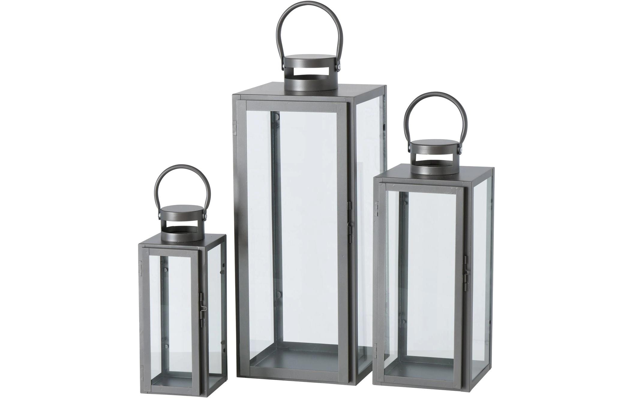 Boltze Laterne Arana 3-teilig, Silber/Transparent