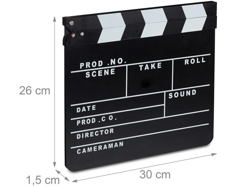 relaxdays Partyaccessoire Filmklappe 26 x 30 cm, Schwarz relaxdays Partyaccessoire Filmklappe 26 x 30 cm, Schwarz