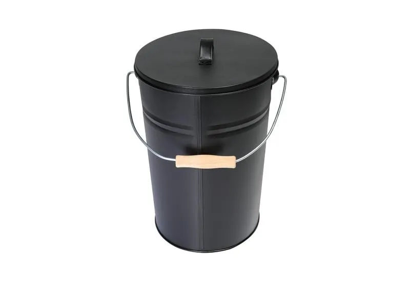 Kamino Ascheeimer mit Deckel, 15 l, Schwarz