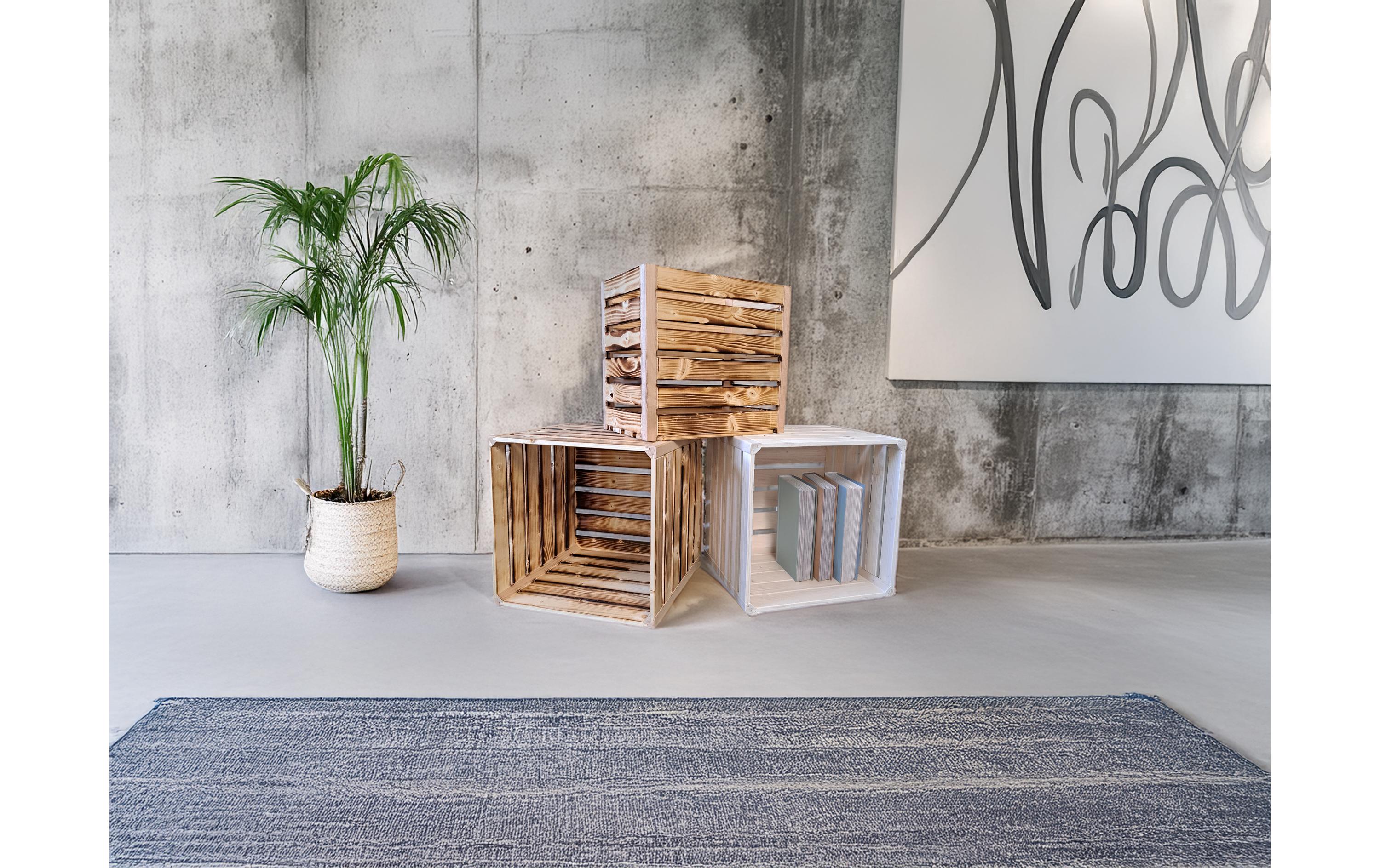 Holz Zollhaus Holzharasse geflammt, 35 x 35 x 32 cm