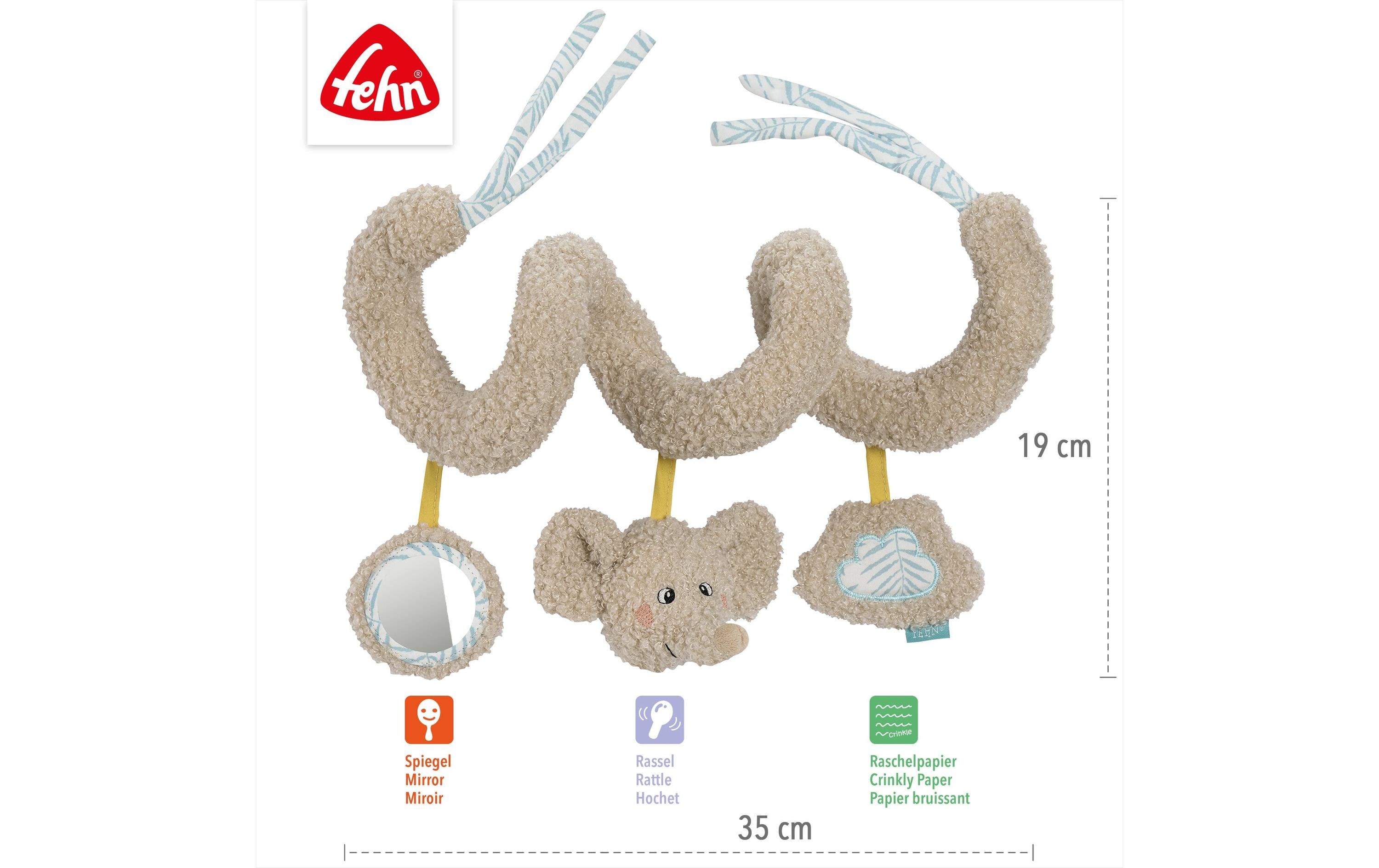 fehn Activity-Spirale Elefant, Plüsch, Grau
