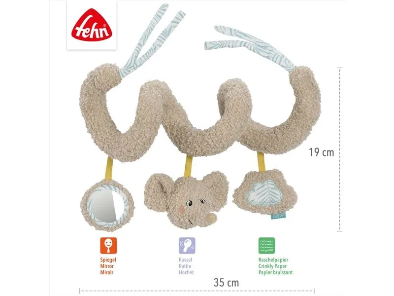 fehn Activity-Spirale Elefant, Plüsch, Grau fehn Activity-Spirale Elefant, Plüsch, Grau