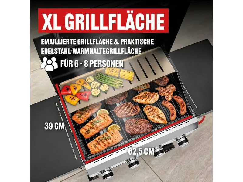 Landmann Gasgrill Black 4.0 125 cm, Stahl emalliert, Rost Edelstahl