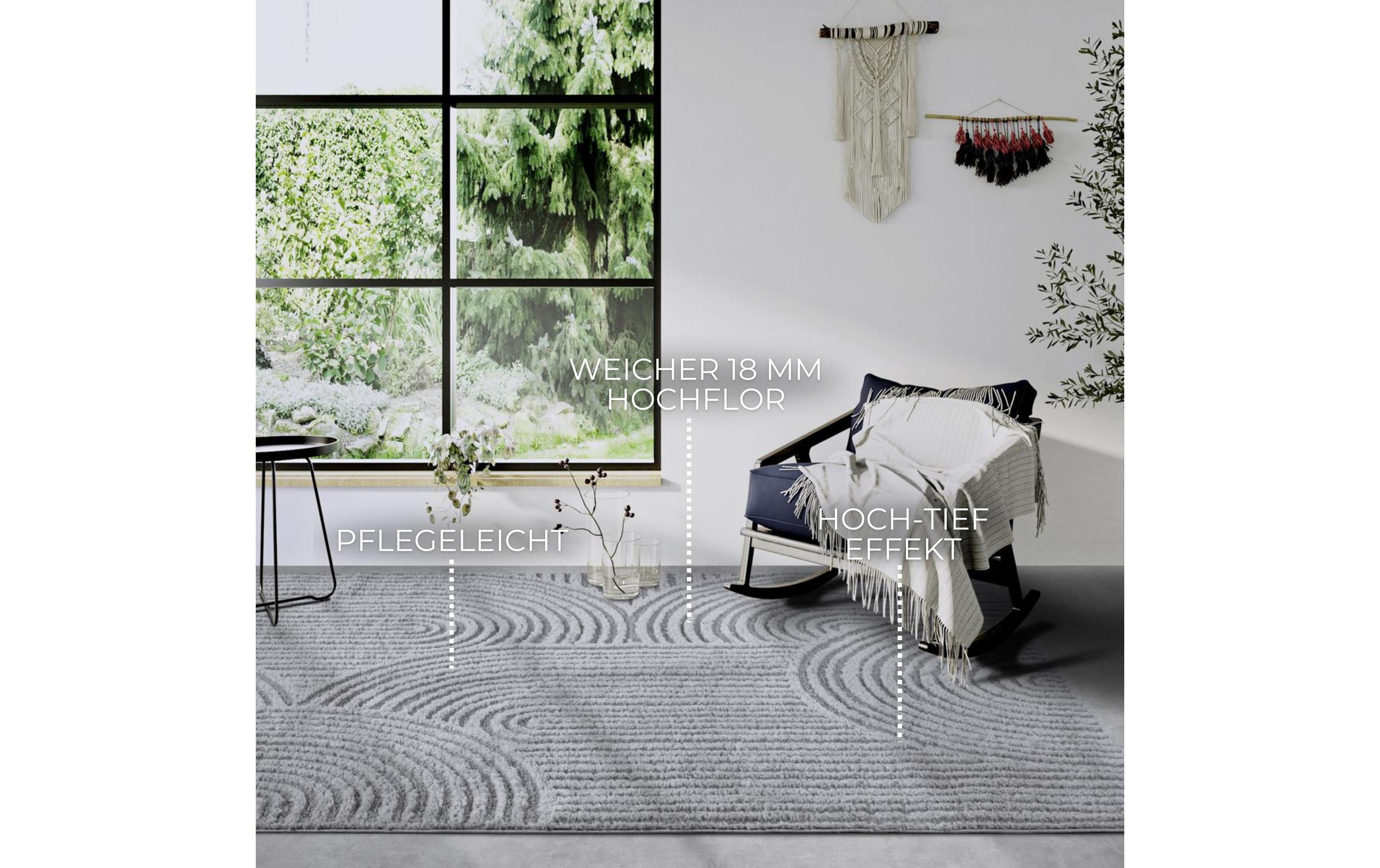 Elle Decoration Teppich Chappe 160 cm x 235 cm, Light Grey