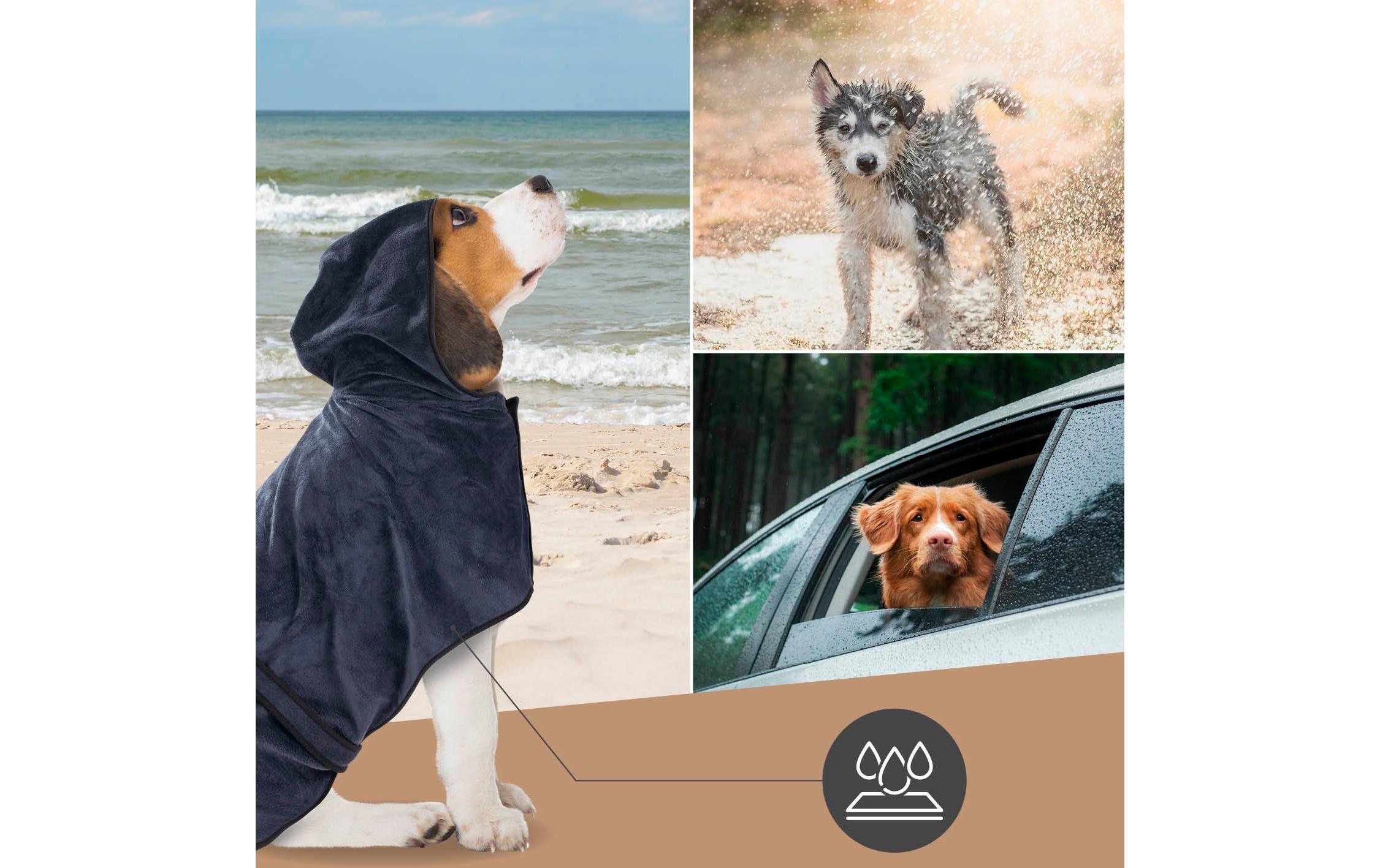 Fluffino Bademantel Beige / Blau, S