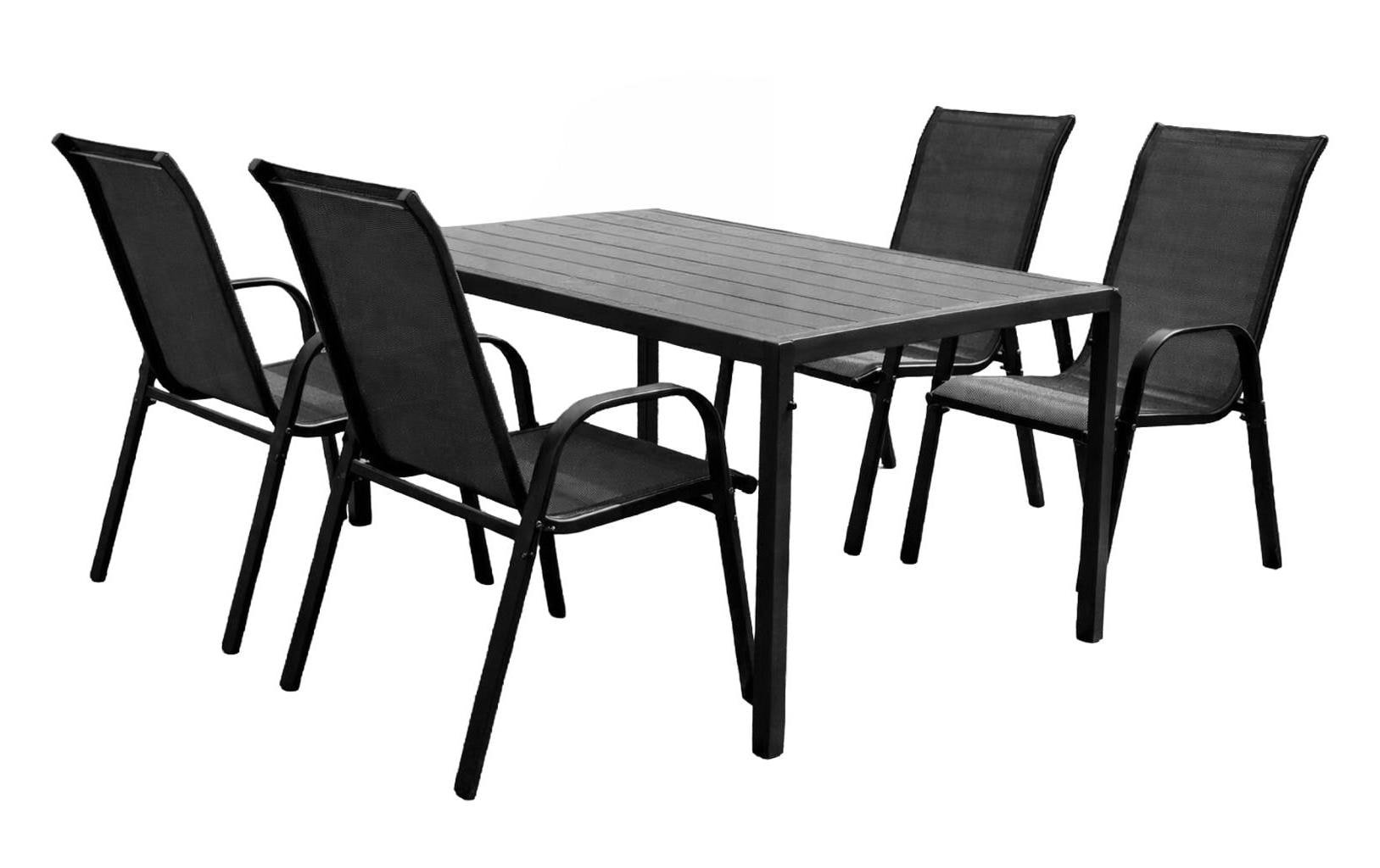 COCON Gartenmöbel‑Set Mila, 5‑teilig, Schwarz/Grau