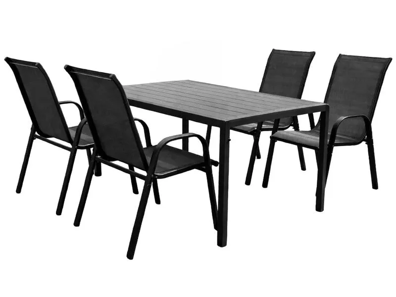 COCON Gartenmöbel‑Set Mila, 5‑teilig, Schwarz/Grau COCON Gartenmöbel‑Set Mila, 5‑teilig, Schwarz/Grau