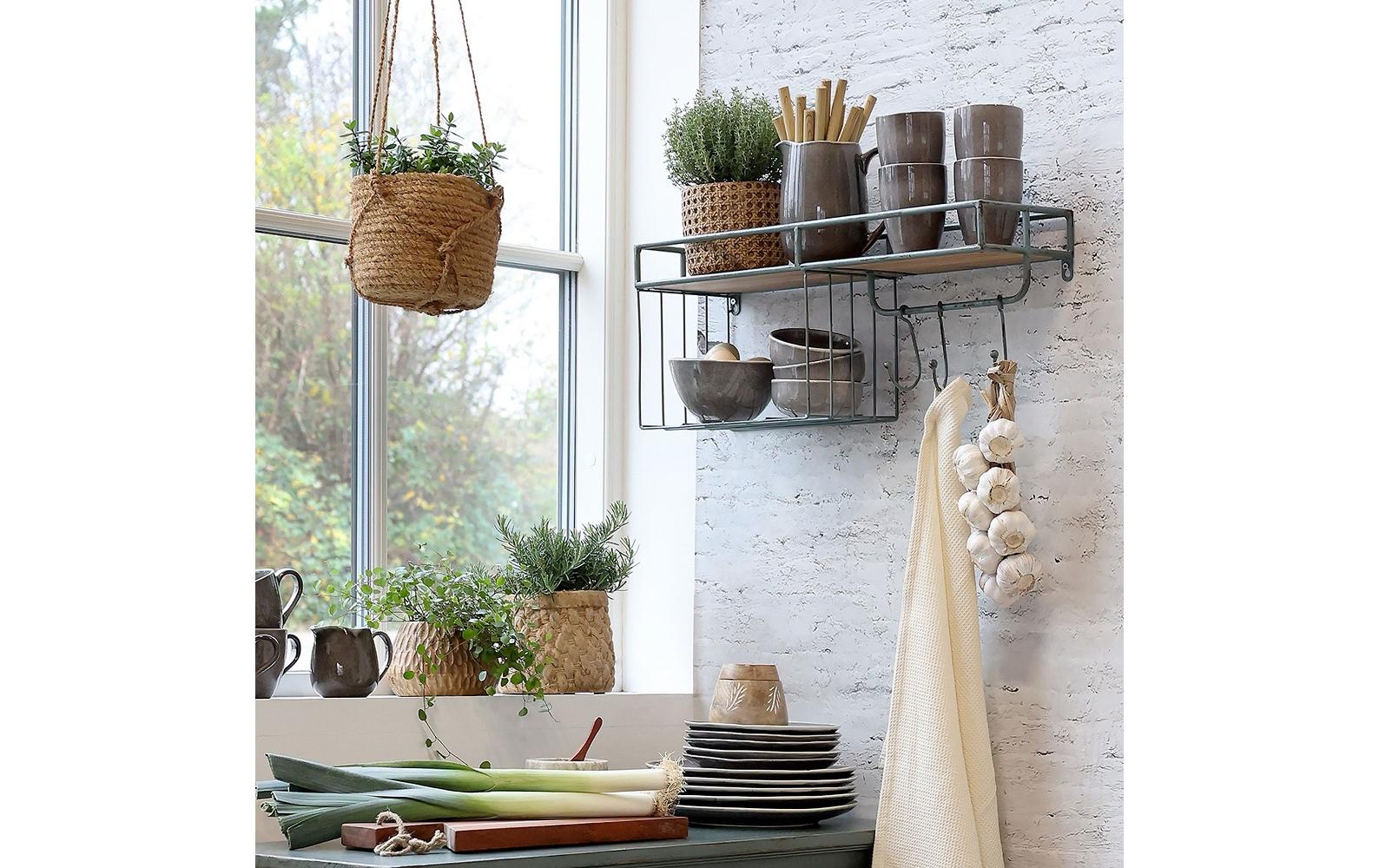 Chic Antique Küchenregal Tannenholz, Schwarz / Braun