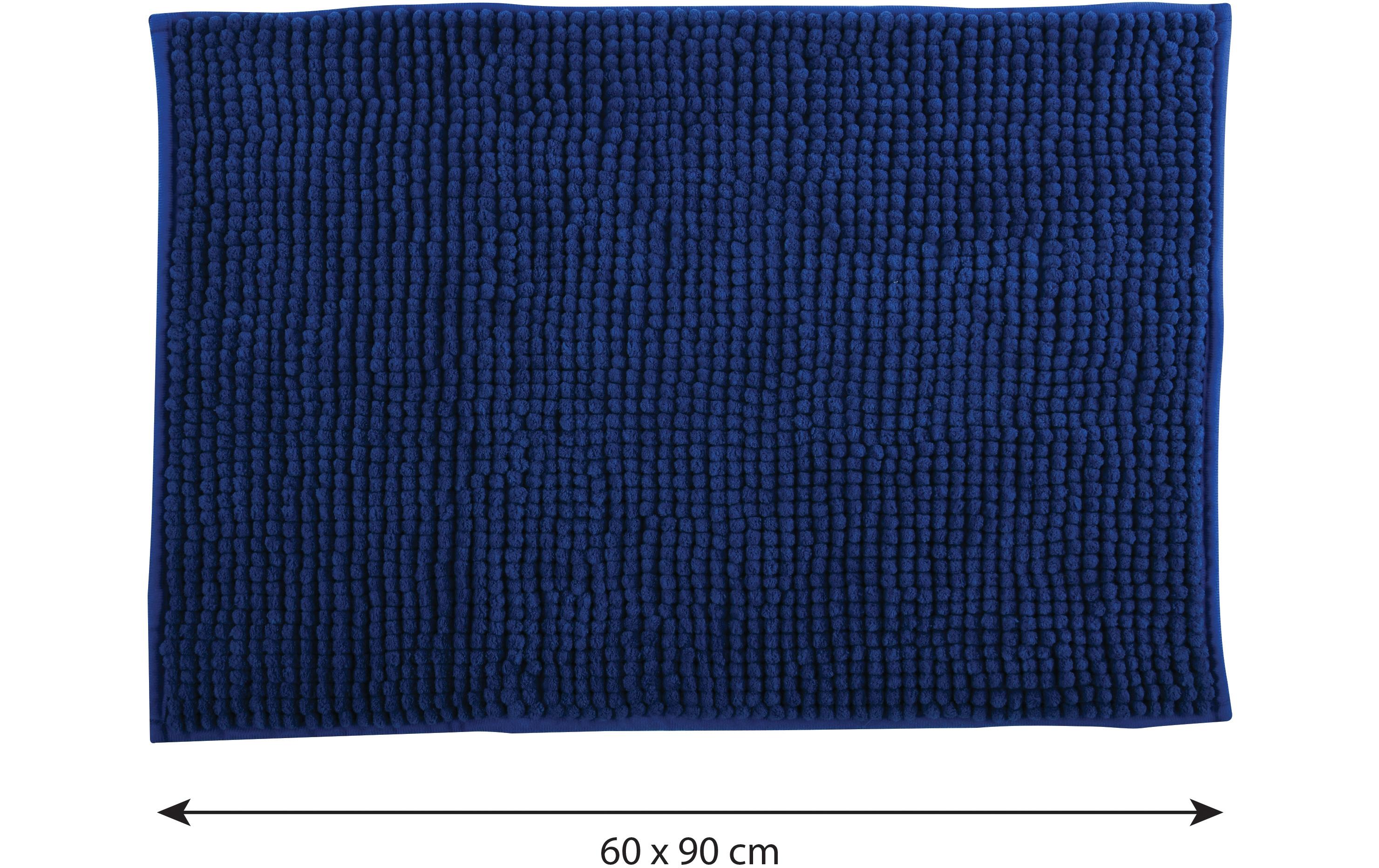 MSV Badteppich Chenille 60 x 90 cm, Dunkelblau