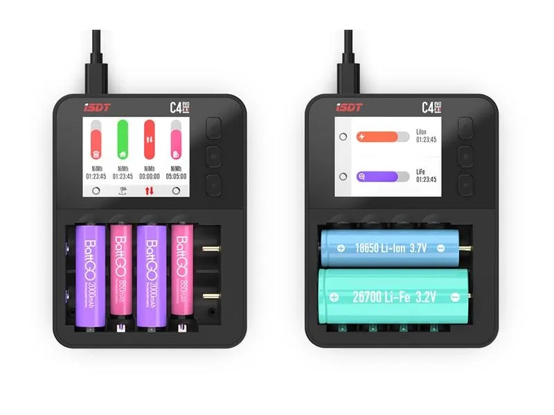ISDT Ladegerät C4 EVO Smart Charger für Rundzellen ISDT Ladegerät C4 EVO Smart Charger für Rundzellen