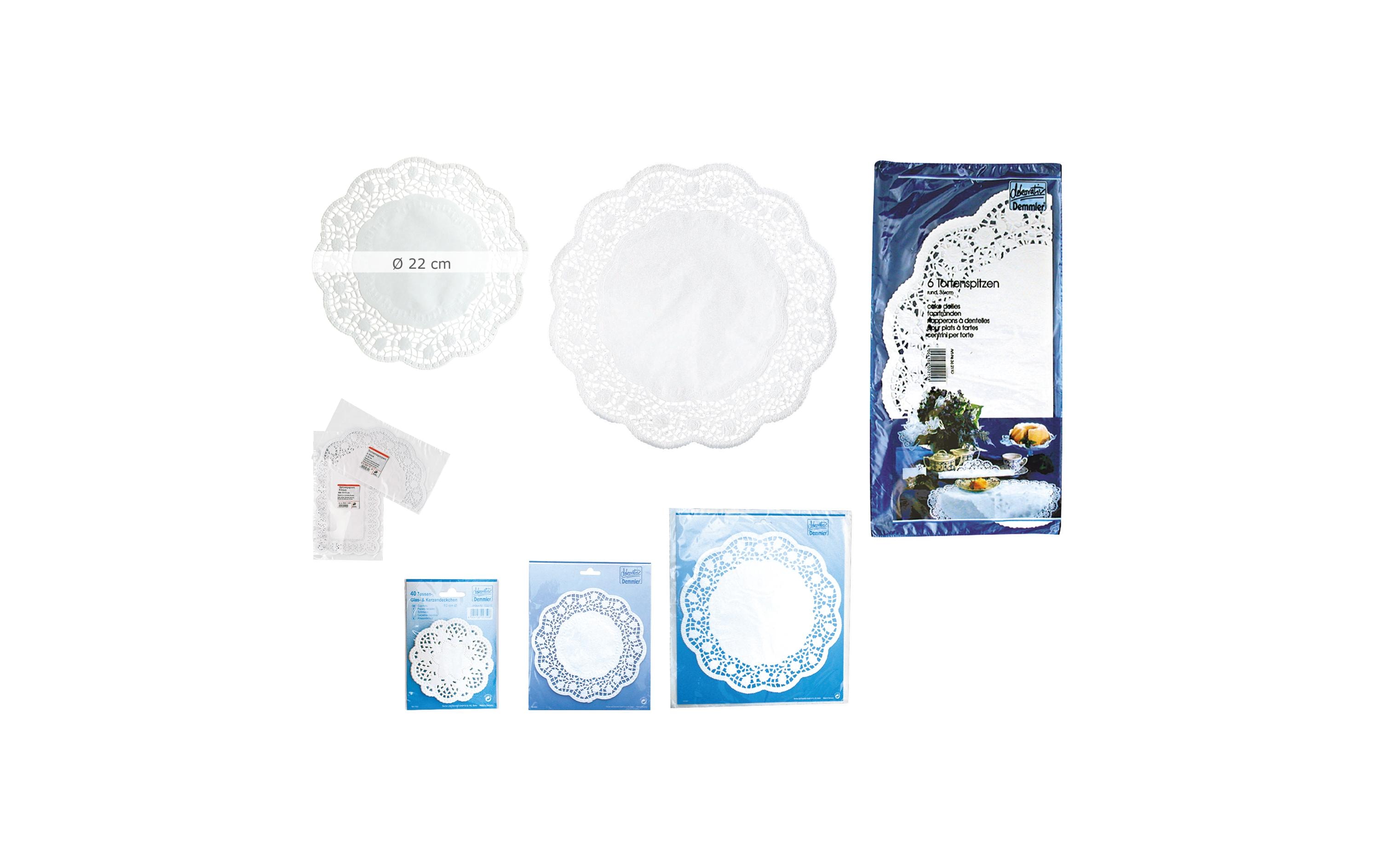 Demmler Tortenspitzen Rose 6 Stück, Weiss, 22 cm