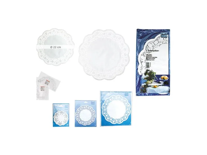 Demmler Tortenspitzen Rose 6 Stück, Weiss, 22 cm Demmler Tortenspitzen Rose 6 Stück, Weiss, 22 cm