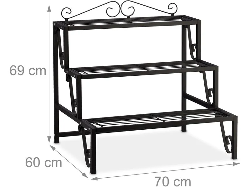 relaxdays Blumentreppe 69 cm, Schwarz relaxdays Blumentreppe 69 cm, Schwarz