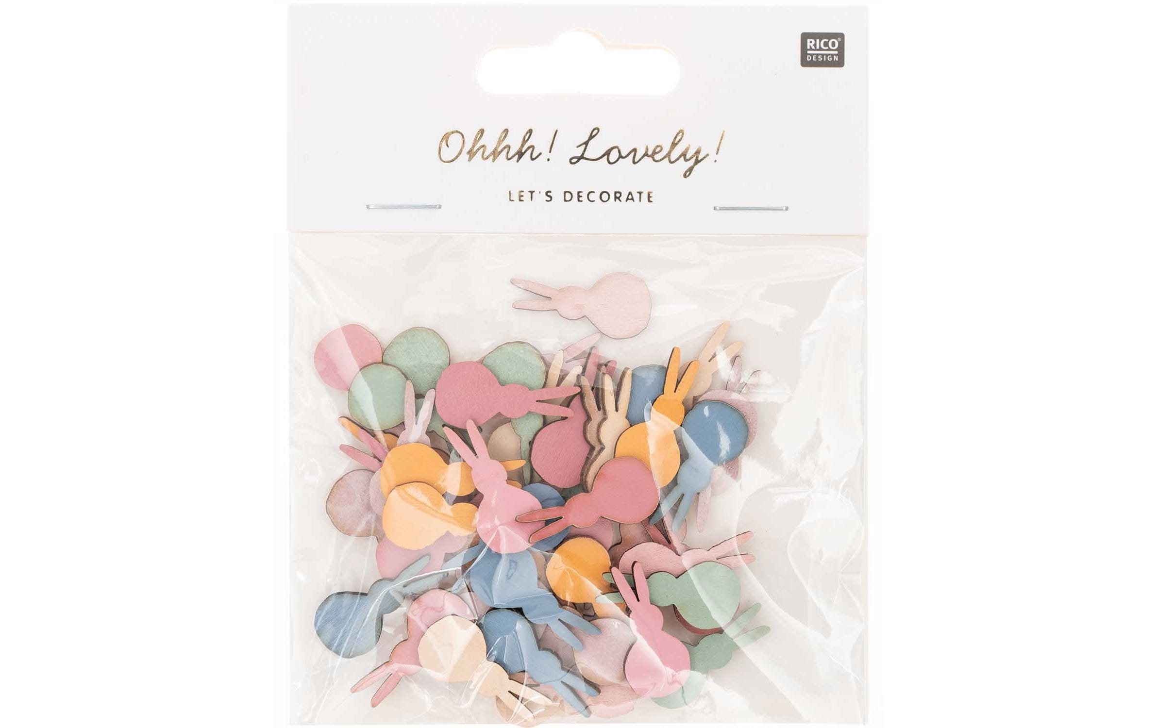 Rico Design Streudeko Hase 48 Stück, Mehrfarbig