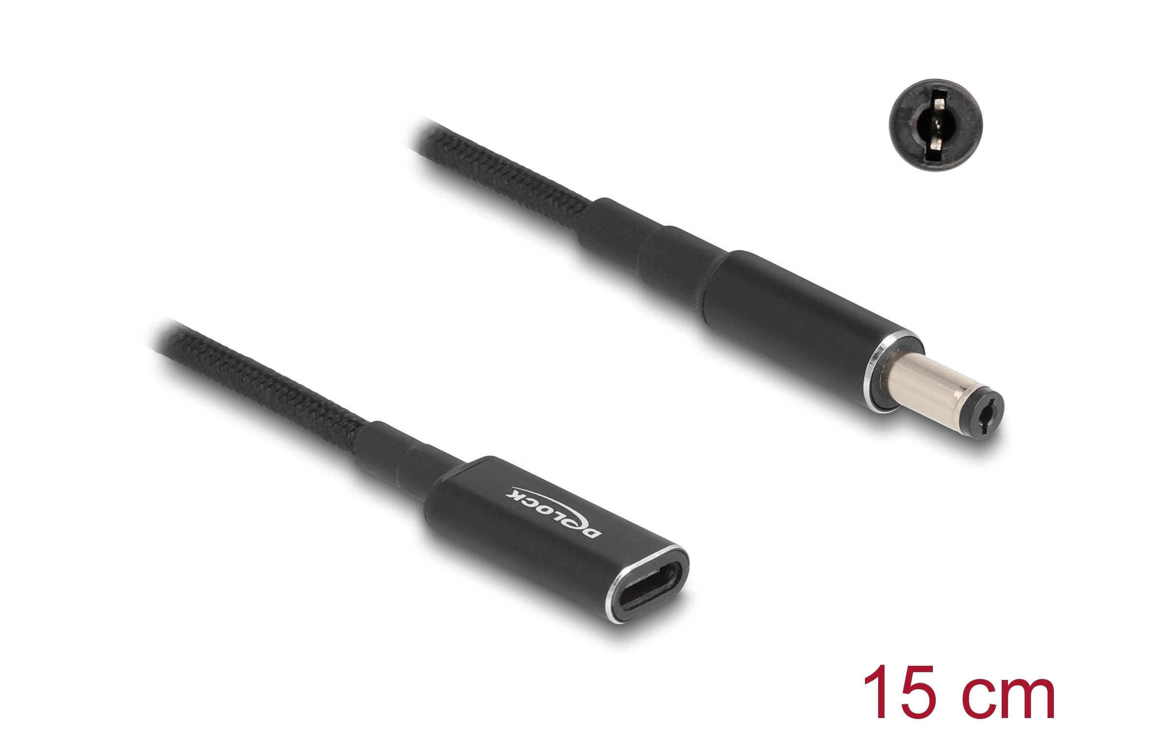 Delock Ladekabel USB-C zu 5.5 x 2.1 mm Stecker 15 cm Delock Ladekabel USB-C zu 5.5 x 2.1 mm Stecker 15 cm