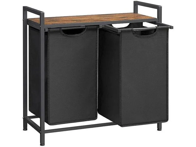 Songmics Wäschekorb 2 Fächer Schwarz Songmics Wäschekorb 2 Fächer Schwarz