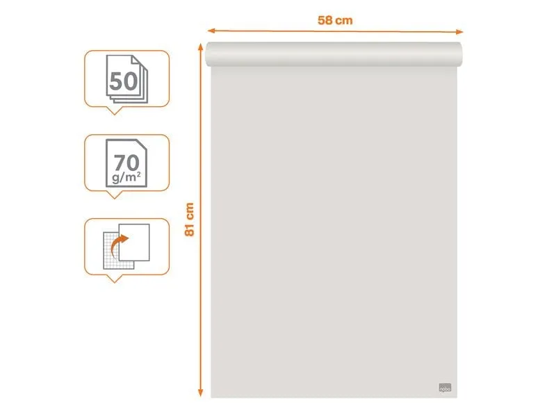 Nobo Flipchart blanko / kariert, 58 x 81 cm, 50 Blatt Nobo Flipchart blanko / kariert, 58 x 81 cm, 50 Blatt