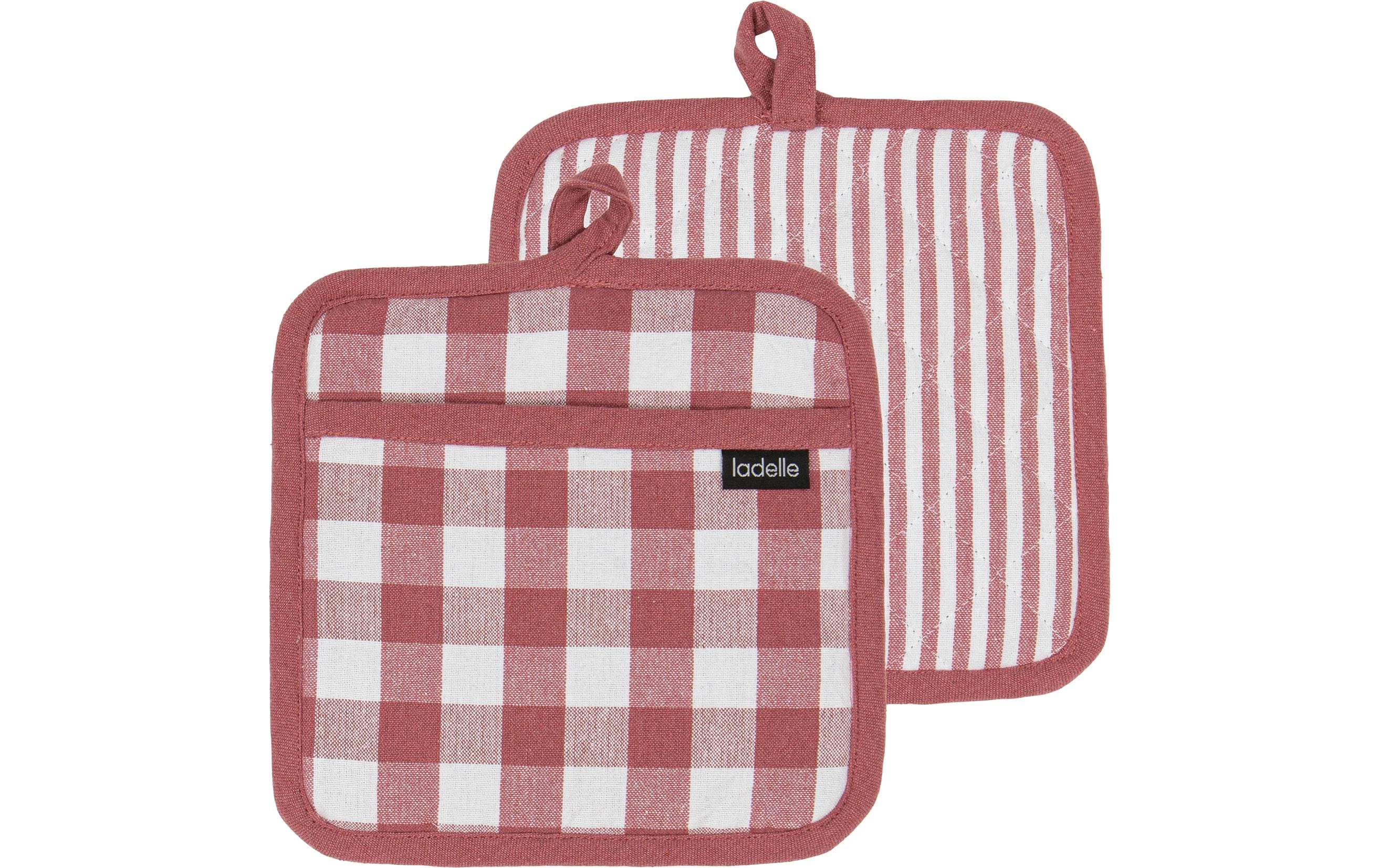 Ladelle Topflappen Eco Gingham 2 Stück, Rot/Weiss