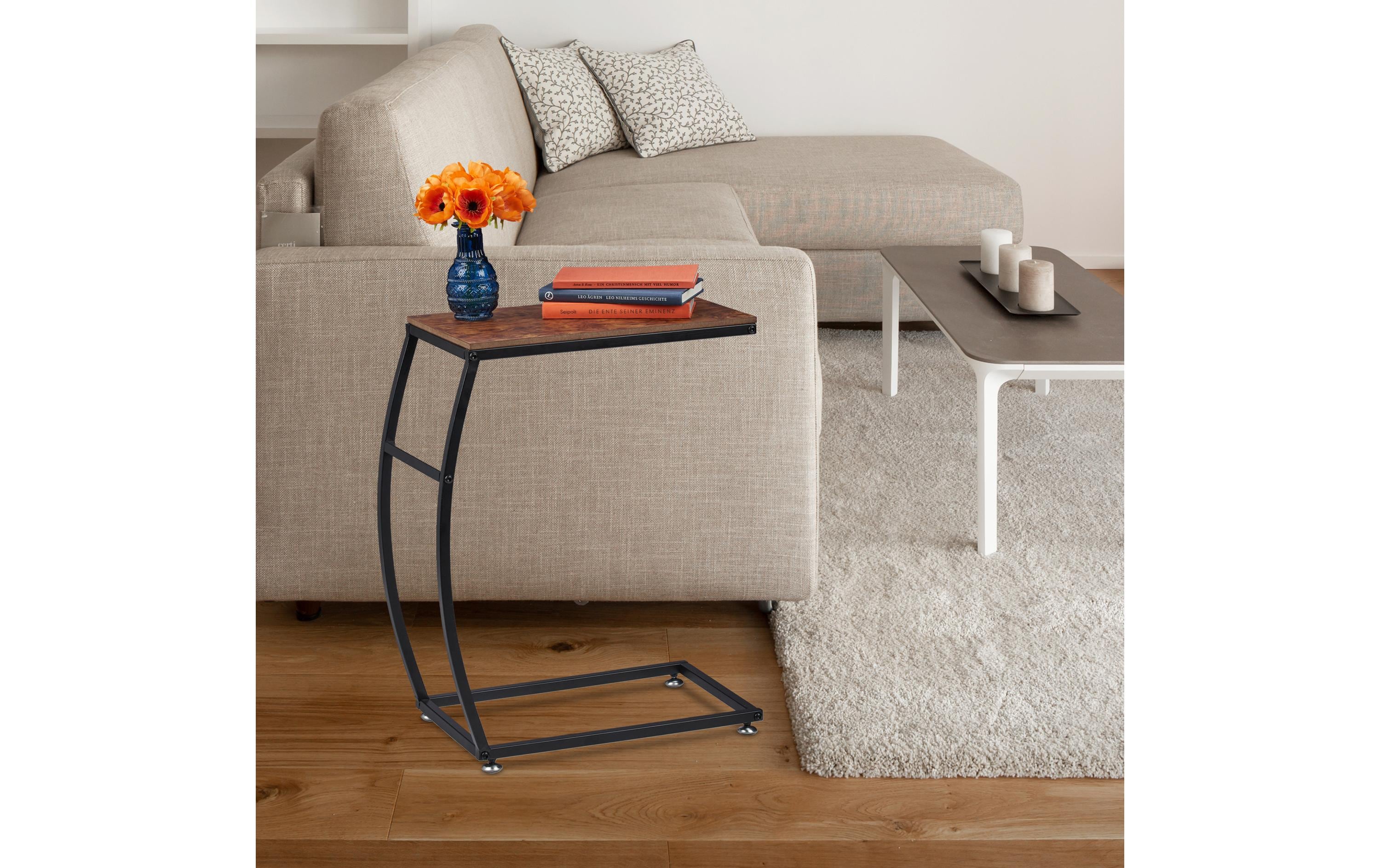 relaxdays Beistelltisch Industrial 47.5 cm x 58.5 cm, Braun/Schwarz