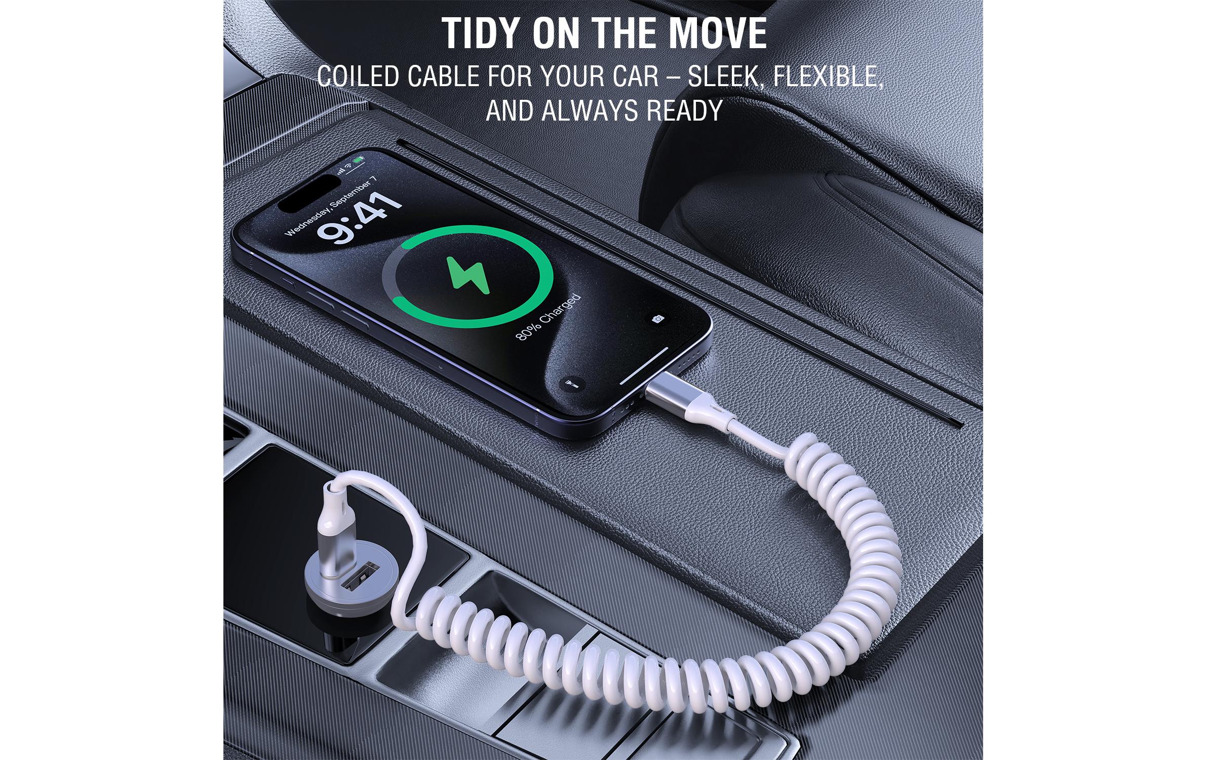 4smarts USB 2.0-Spiralkabel USB C - USB C 1.35 m Weiss