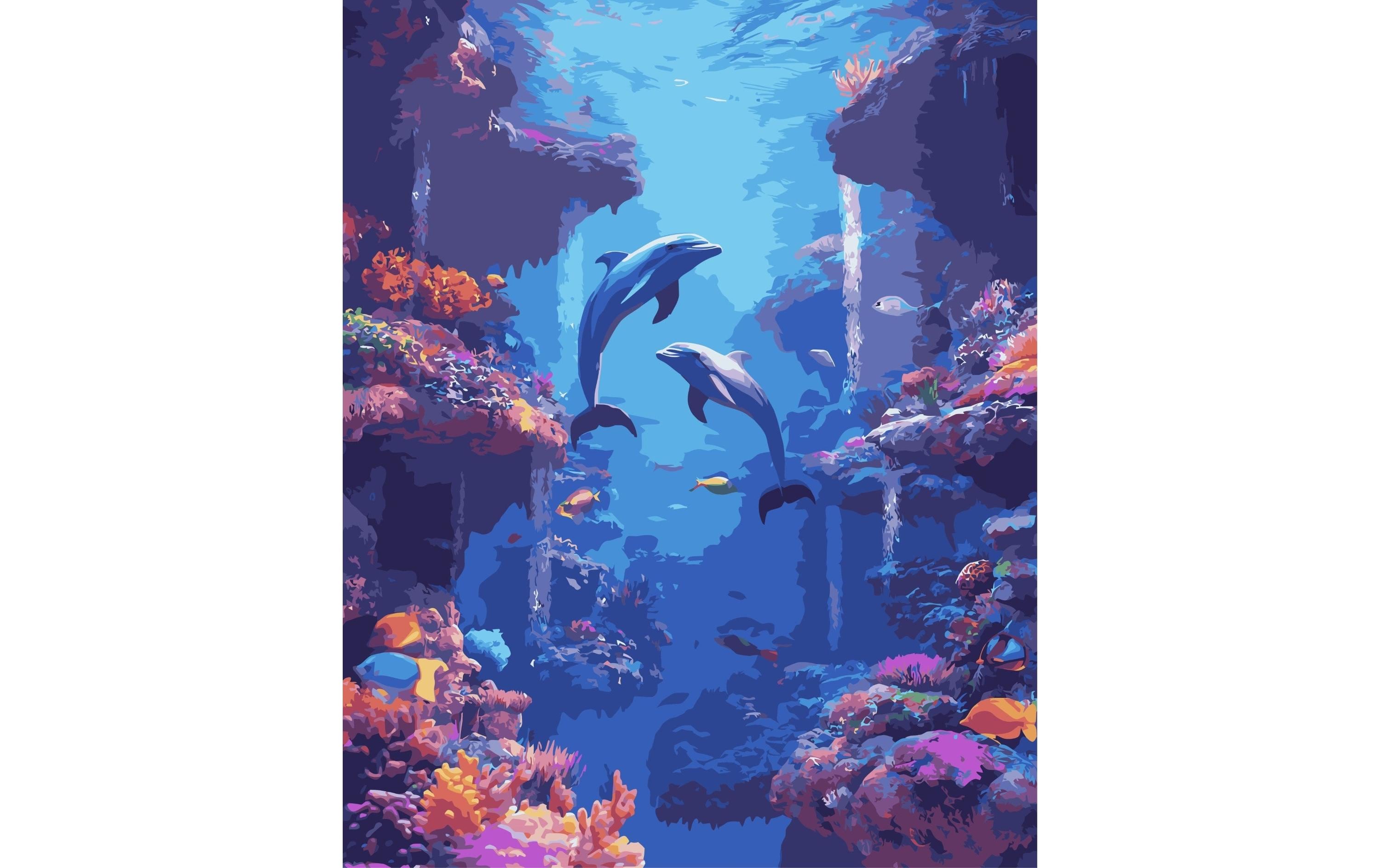 Colorelle Malen nach Zahlen Unterwasserwelt mit Delfinen Colorelle Malen nach Zahlen Unterwasserwelt mit Delfinen