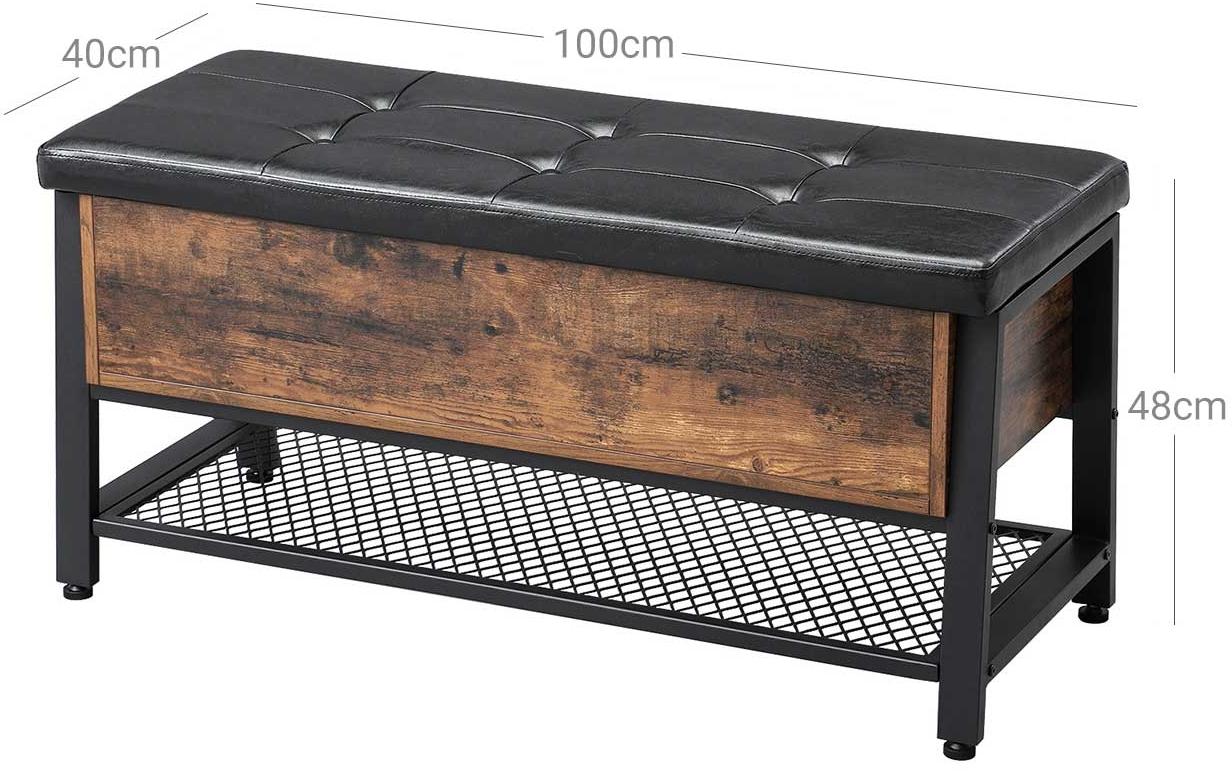 VASAGLE Sitztruhe mit Stauraum 100 x 47 cm, Braun/Schwarz