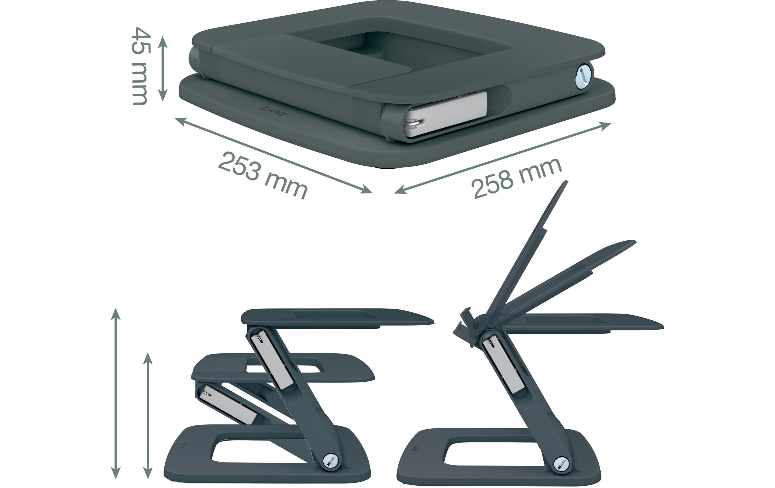Leitz Notebook-Ständer Dunkelgrau, 80% recycelter Kunststoff