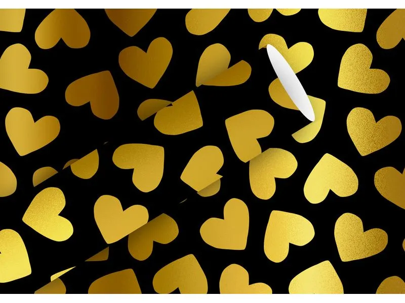 Braun + Company Geschenkpapier Herzen, Schwarz, 1.5 m x 70 cm