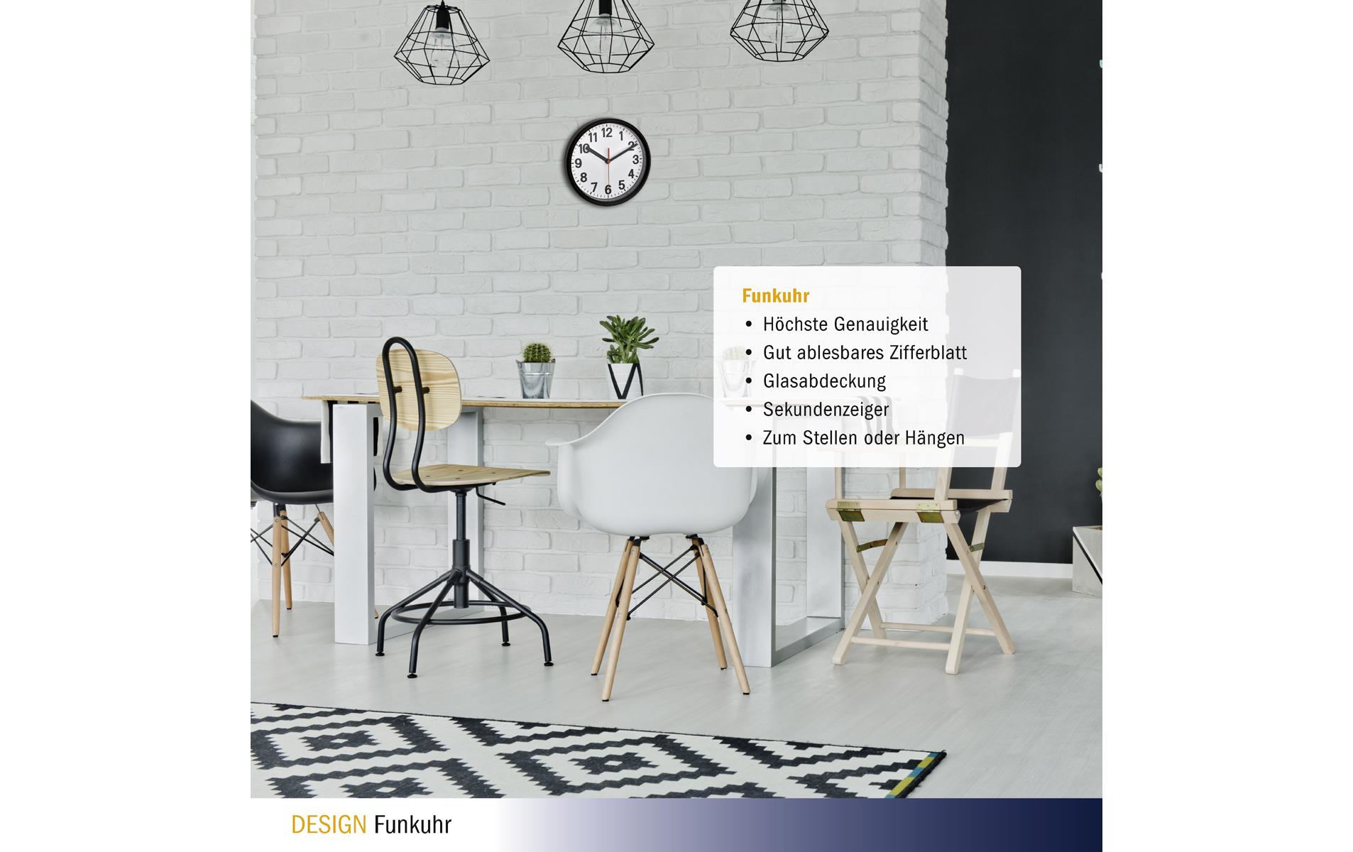 TFA Dostmann Funk-Wanduhr Analog Schwarz