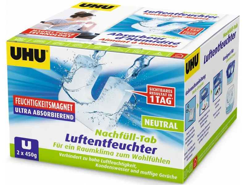 UHU Entfeuchter Ambiance Nachfüll-Tab 450 g, 2 Stück UHU Entfeuchter Ambiance Nachfüll-Tab 450 g, 2 Stück