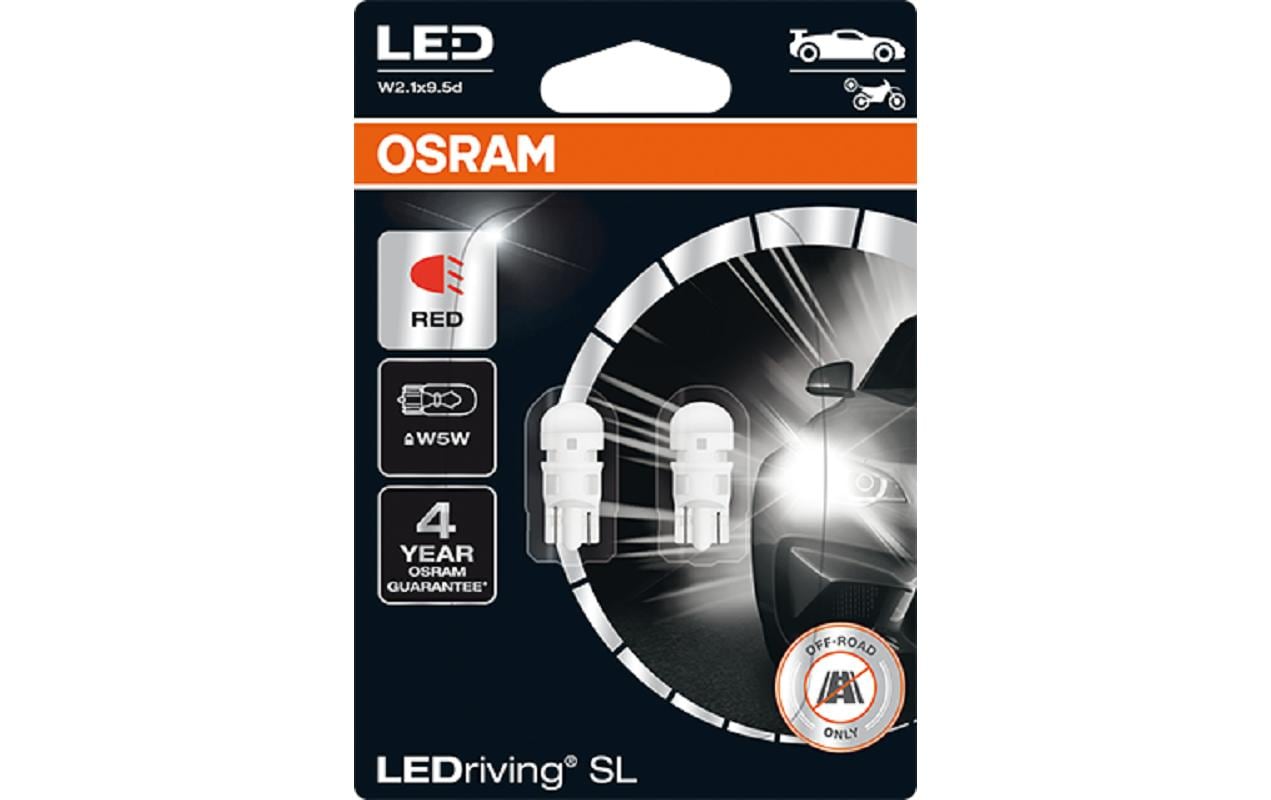 OSRAM Signallampen LEDriving SL Red W5W W2.1 x 9.5d PKW