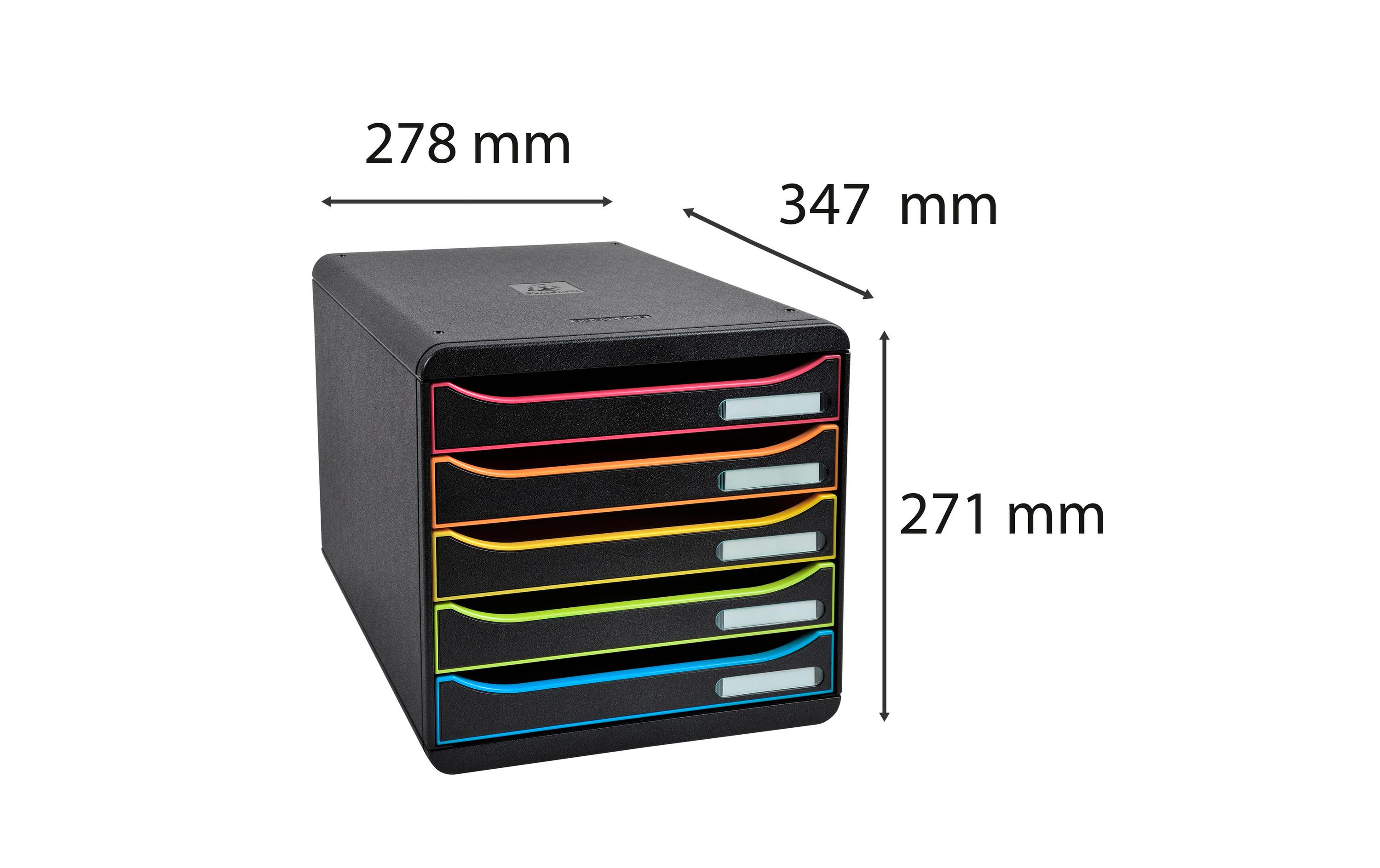 Exacompta Schubladenbox Big Box Plus 5 Schubladen, Schwarz