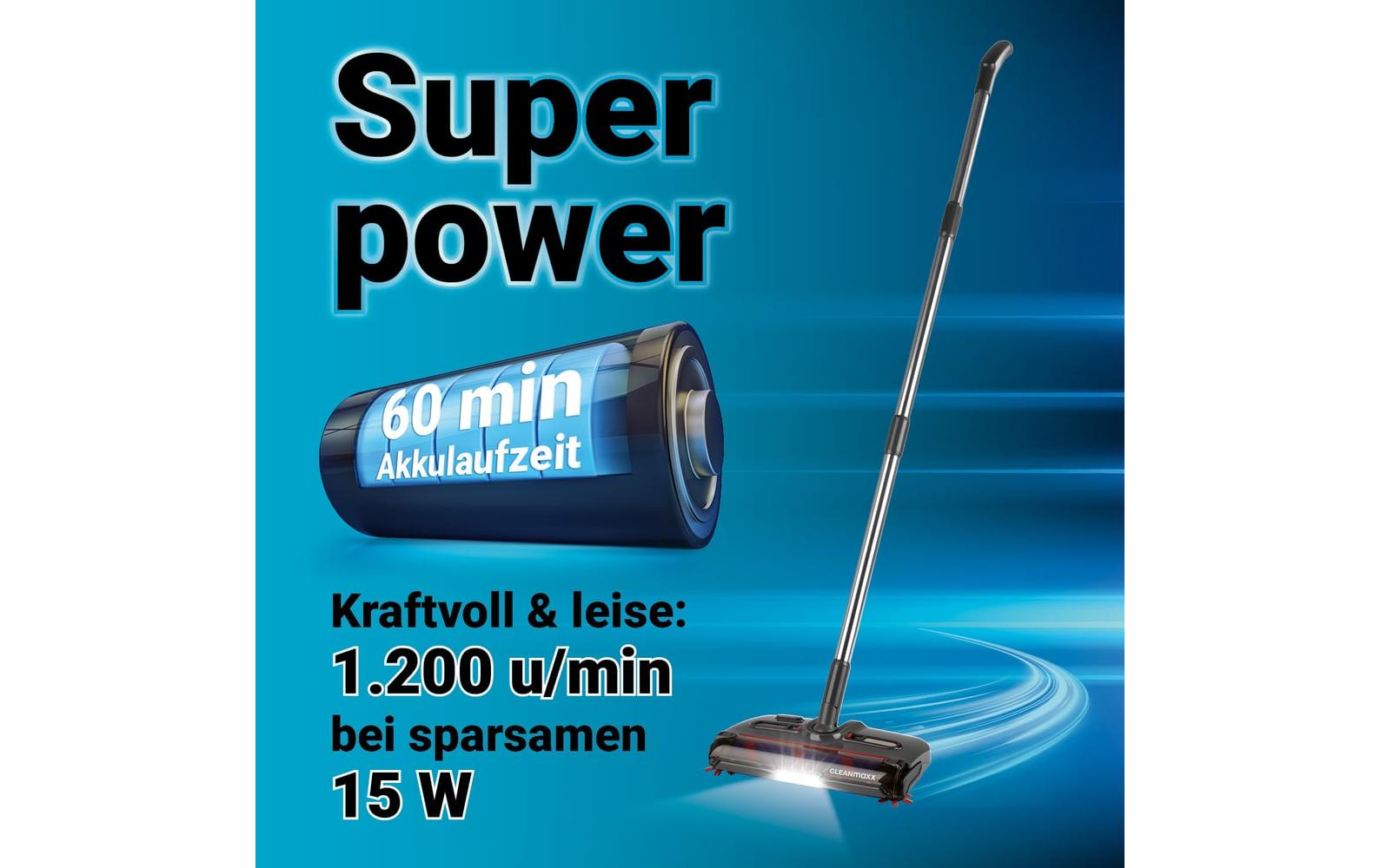 CLEANmaxx Akku-Besen 15 W, USB-C, LED