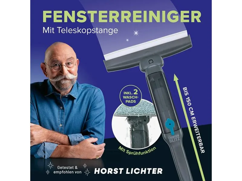 Lichterblitz Fensterreiniger manuell 3in1 Grau Blau Lichterblitz Fensterreiniger manuell 3in1 Grau Blau