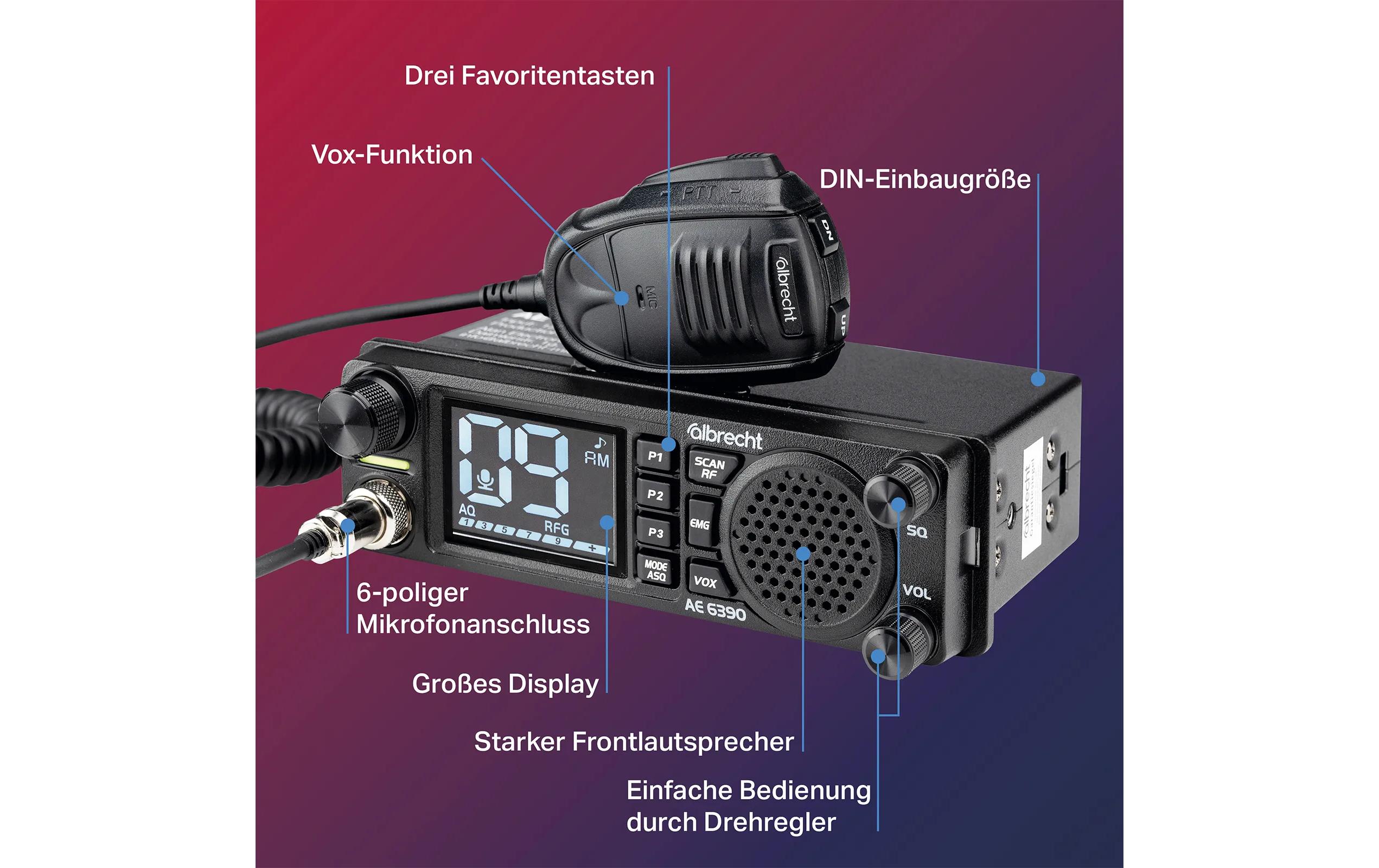 Albrecht CB Funkgerät AE6390, 12 / 24 Volt, 4 Watt, AM / FM