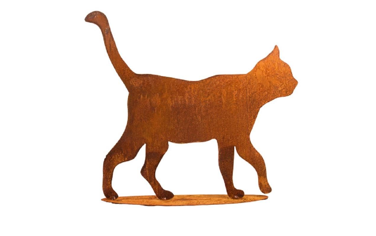Ambiance Dekofigur Katze auf Platte, gehend