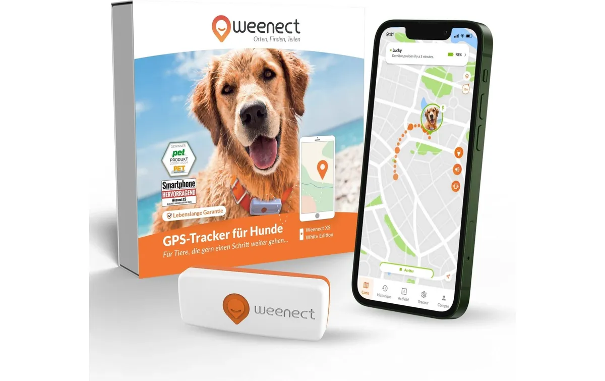 Weenect GPS-Tracker XS für Hunde, Weiss