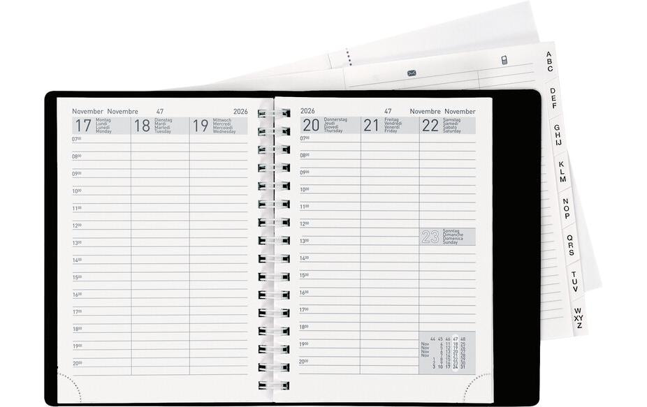 Biella Geschäftsagenda Rex Wire-O Schwarz, 10 x 14 cm