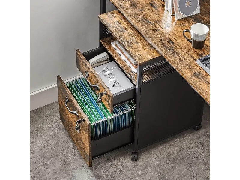 VASAGLE Multifunktionswagen 42 x 44 x 67.4 cm, Braun/Schwarz