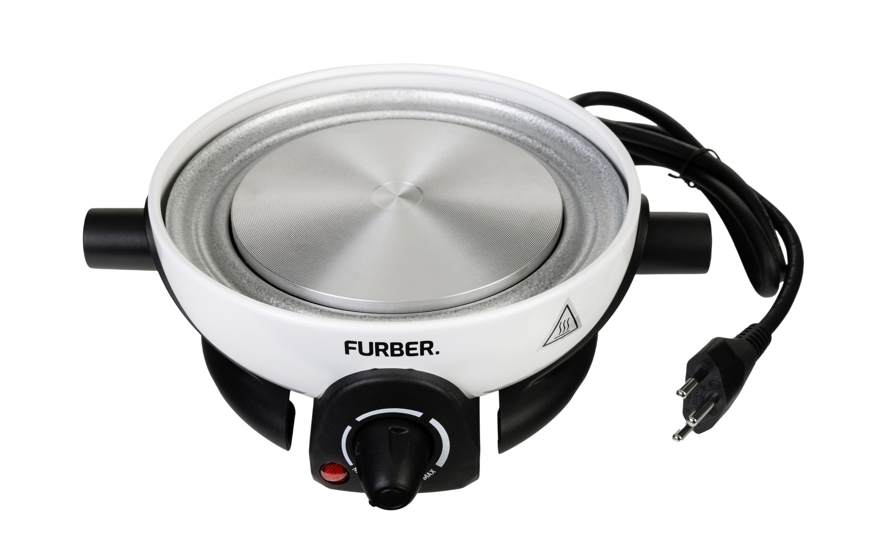 FURBER Fondue-Set Alpy 9 Teile, Schwarz/Weiss