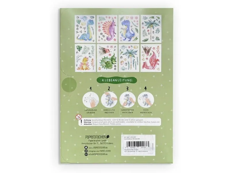 Papierdrachen Wandtattoo-Set Dinosaurier