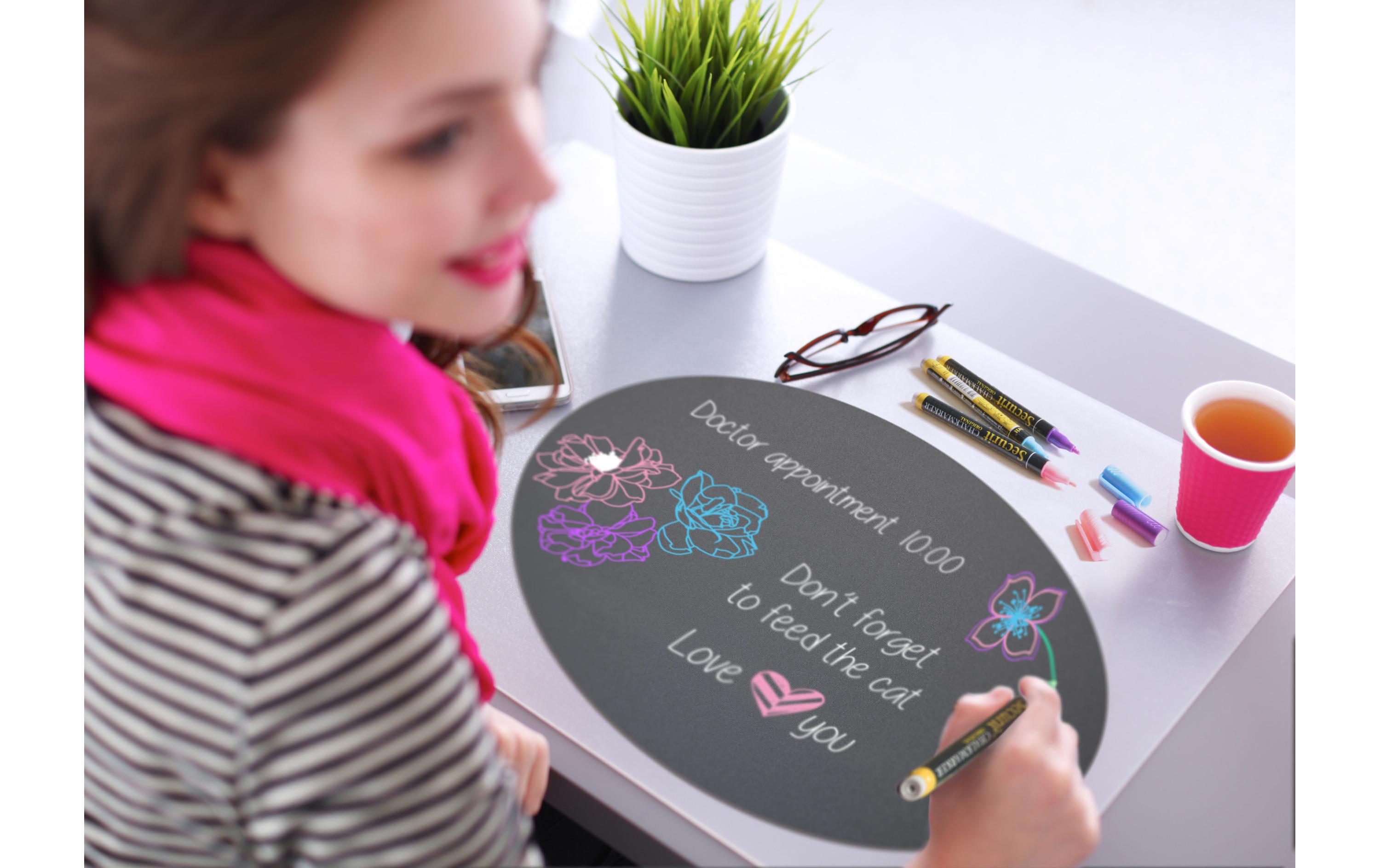 Securit Kreidetafel Silhouette Oval mit Klett, Schwarz