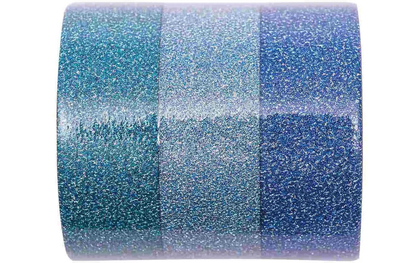 Rico Design Washi Tape Glitter 3 Stück, Blau, 5 m