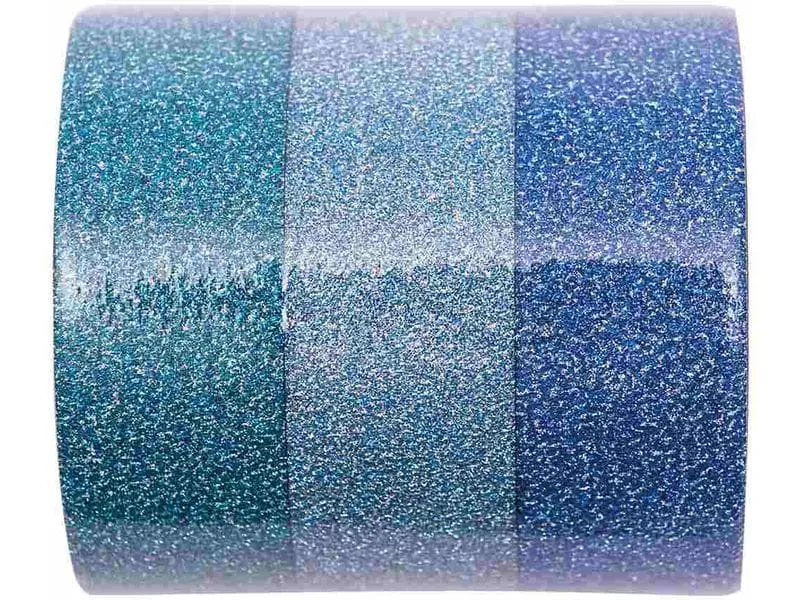 Rico Design Washi Tape Glitter 3 Stück, Blau, 5 m Rico Design Washi Tape Glitter 3 Stück, Blau, 5 m