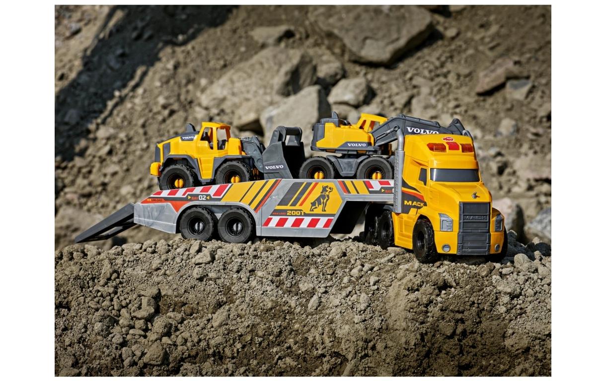 Dickie Toys Baustellenfahrzeug Grosser Mack Truck mit 2 Volvo Fahrzeugen