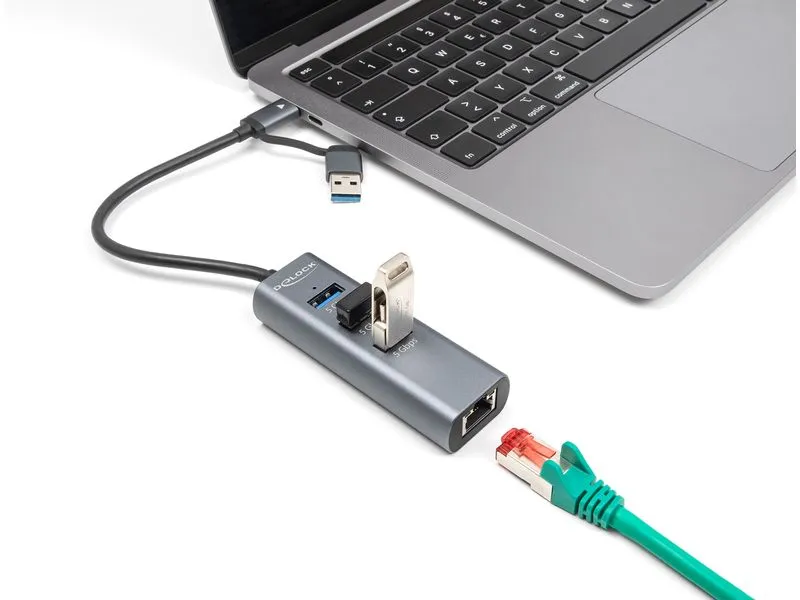 Delock Netzwerk-Adapter 5 Gbps USB Typ-A/USB Typ-C Delock Netzwerk-Adapter 5 Gbps USB Typ-A/USB Typ-C